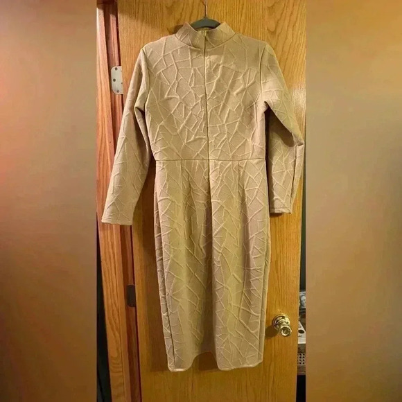 IVY CITY Faux wrap textured dress Mockneck Dress L - Picture 8 of 9